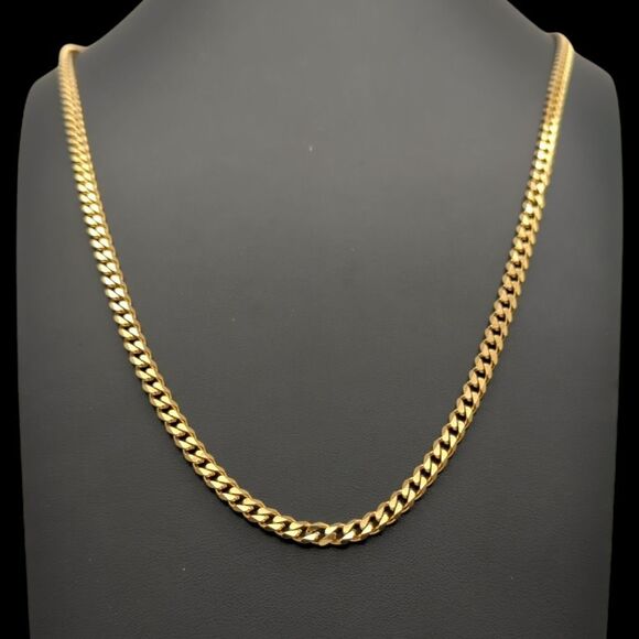 18" x 5mm 14K Gold Finish over 316L Stainless Steel Cuban Chain. - Picture 7 of 13